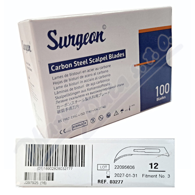 Čepelky skalp.SURGEON č.12 sterilní 100ks