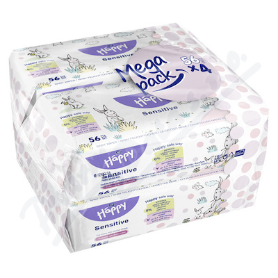 Happy vlhčené ubrousky Sensitive 4x56ks