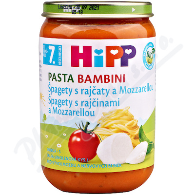HiPP Špagety s rajčaty a mozzarellou BIO 7m 220g