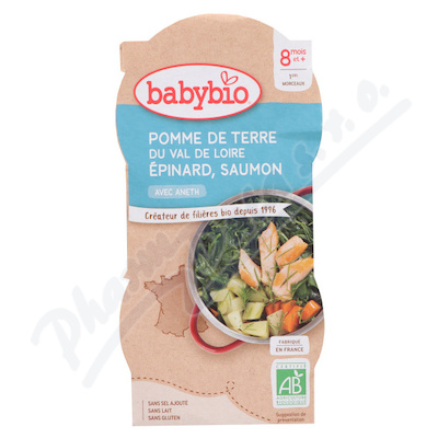 BABYBIO Brambory se špenátem s lososem 2x200g