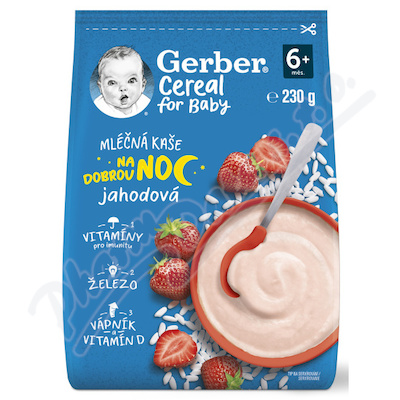 Gerber Cereal Ml.kaše na dobrou noc jahod.230g 6M