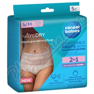 Canpol babies Poporodní kalhotky s vložkou S/M 5ks