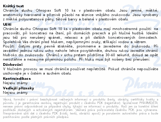 Ohropax Chránič sluchu SOFT 10ks