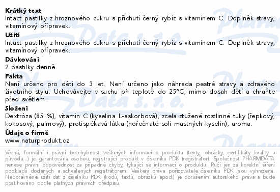 Intact hroznový cukr s vitaminem C Černý rybíz 40g