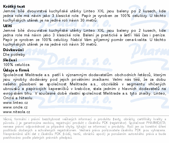 Linteo Kuchyňské utěrky XXL 2-vrstvé bílé 2 role