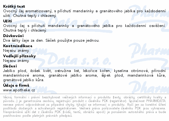 Apotheke Mandarinka a granátové jablko čaj 20x2g