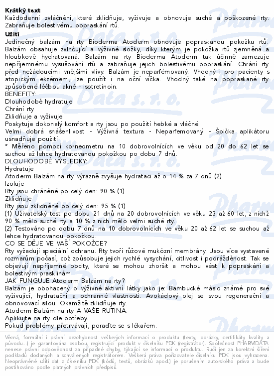BIODERMA Atoderm Balzám na rty 15ml