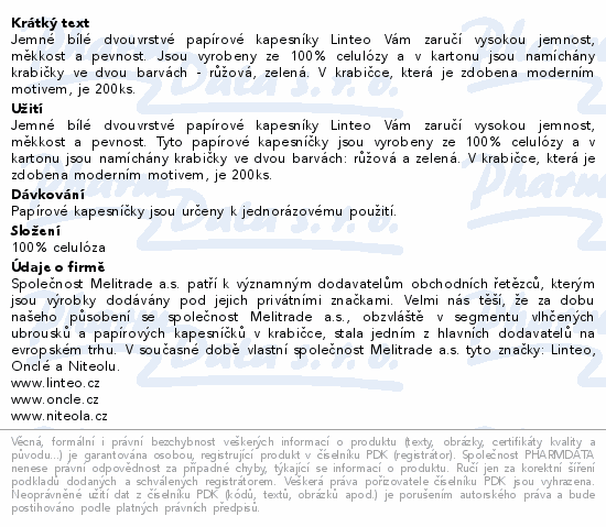 Linteo Papírové kapesníky 2vrstvé bílé 200ks