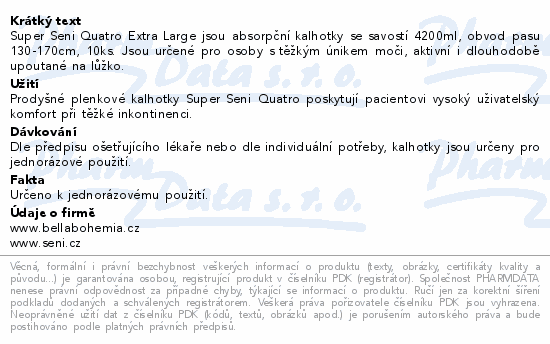 Seni Super Quatro inkon.plenkové kalhotky XL 10ks