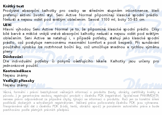 Seni Active Normal inkon.plen.kalhotky S 10ks