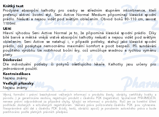 Seni Active Normal inkon.plen.kalhotky M 10ks