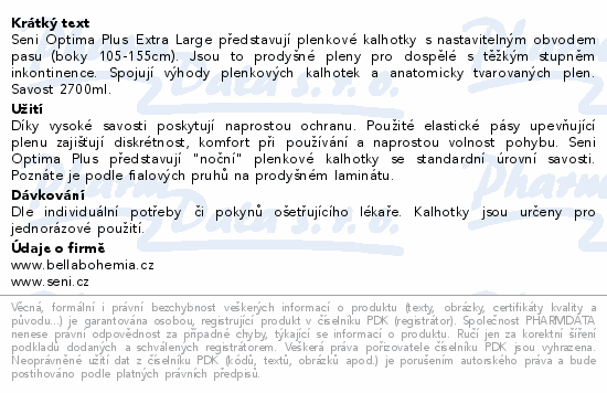 Seni Optima Plus inkon.plenkové kalhotky XL 10ks