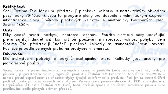 Seni Optima Trio inkon.plenkové kalhotky M 10ks