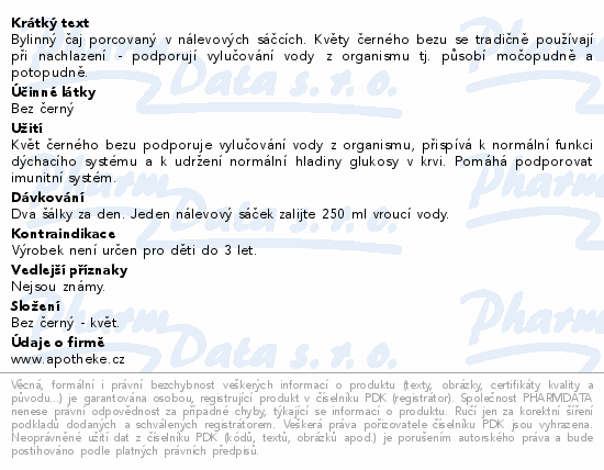 Apotheke Černý bez květ čaj 20x1.5g