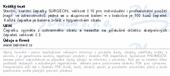 Čepelky skalp.SURGEON č.10 sterilní 100ks
