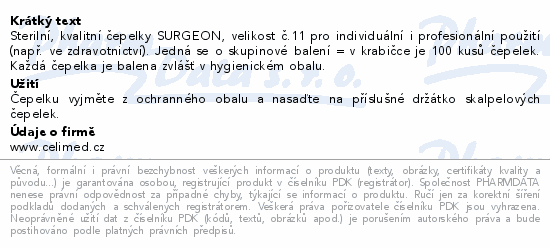 Čepelky skalp.SURGEON č.11 sterilní 100ks