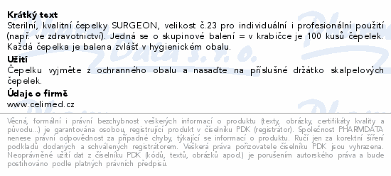 Čepelky skalp.SURGEON č.23 sterilní 100ks