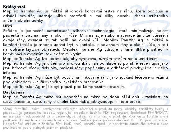 Mepilex Transfer Ag krytí 7.5x8.5cm 10ks