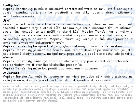 Mepilex Transfer Ag krytí 10x12.5cm 5ks