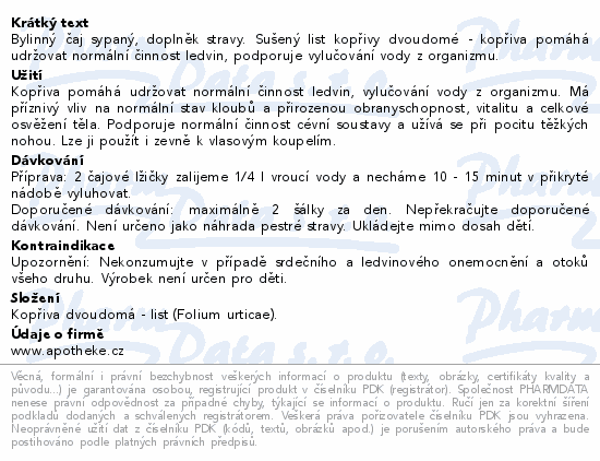 Apotheke Kopřiva dvoudomá sypaný čaj 75g