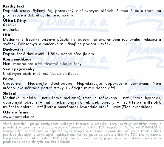 Apotheke Dobrý spánek s třezalkou čaj 20x1.5g