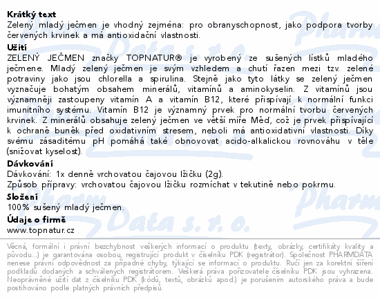 Topnatur Zelený ječmen prášek 150g