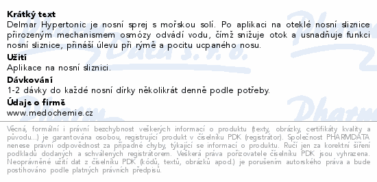 Delmar Hypertonic nosní sprej 50ml