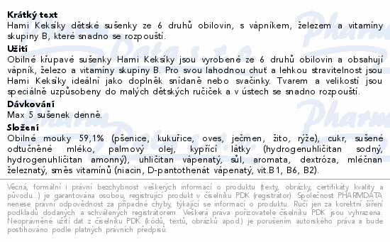 Hami Keksíky dětské sušenky 180g 6m+