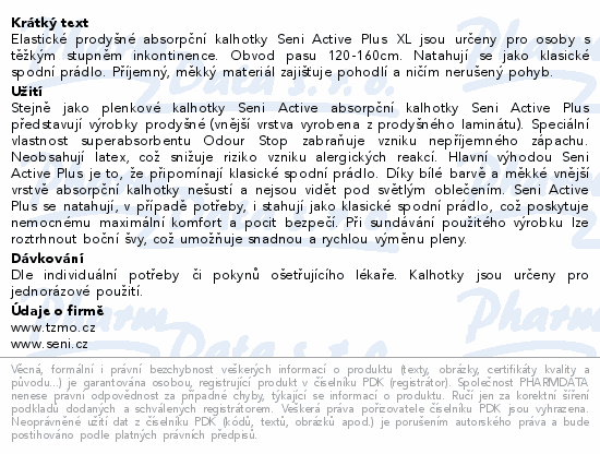 Seni Active Plus inkon.plen.kalhotky XL 10ks