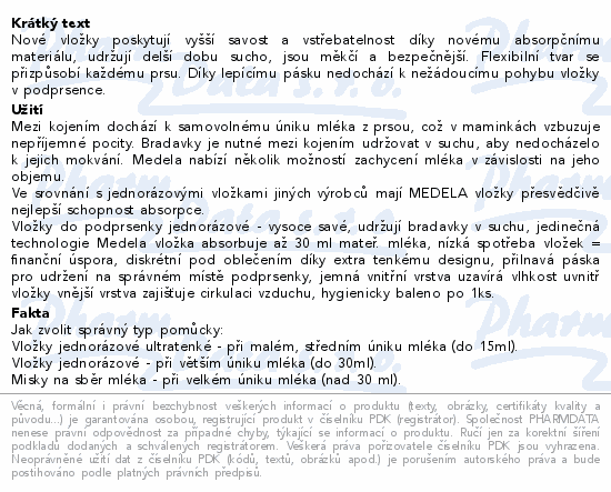 Medela vložky do podprsenky jednorázové 30ks