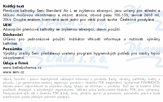 Seni Standard Air inkon.plenkové kalhotky L 30ks