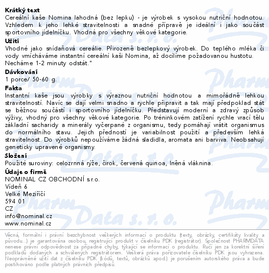 Nomina cereální kaše lahodná 300g
