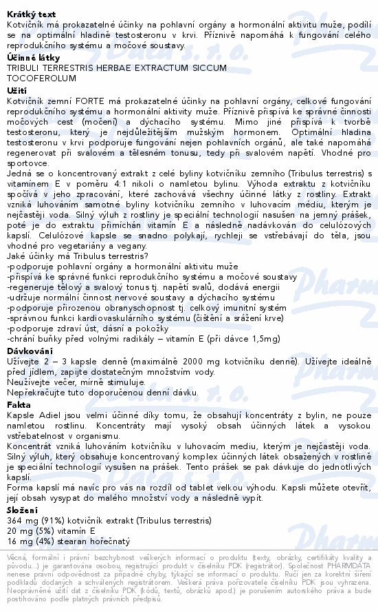 ADIEL Kotvičník forte + vitamín E cps.90