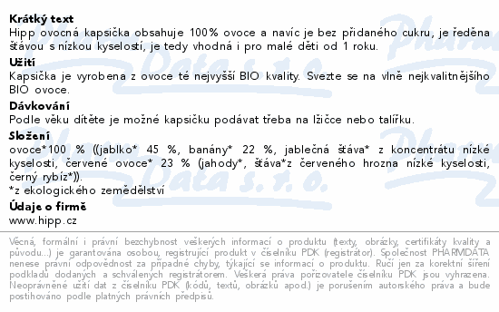 HiPP Smoothie jablko-banán-červené ovoce BIO 120ml
