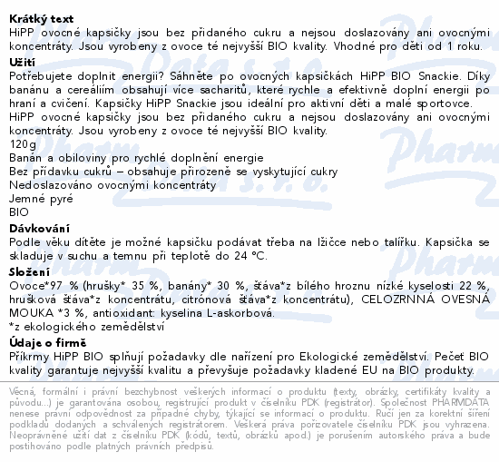 HiPP Snackie hruška-banán-b.hrozno-oves BIO 120g