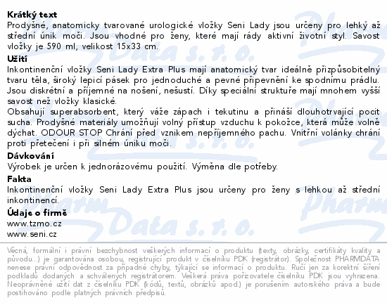 Seni Lady inkontinenční vložky extra plus 15ks