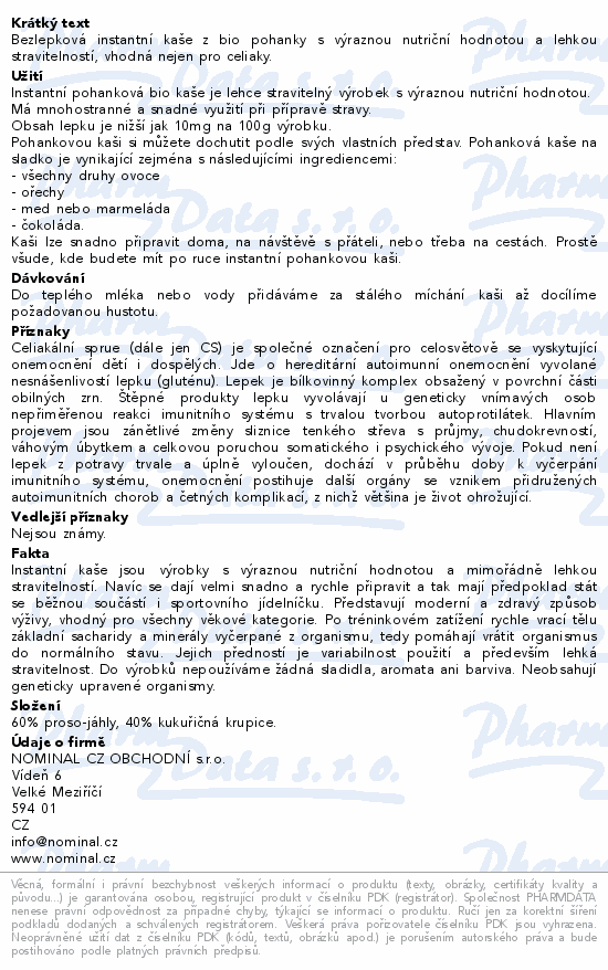 Nomina cereální kaše pohanková BIO 300g