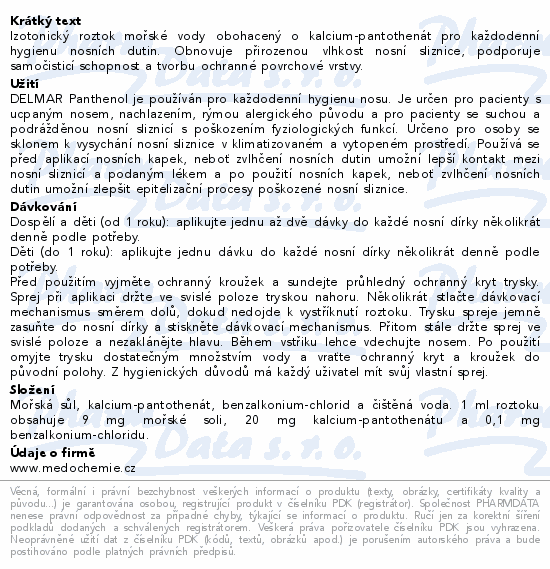 Delmar Panthenol nosní sprej 50ml