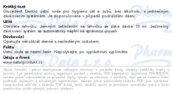 Glucadent Dentio CHD 0.12 ústní voda 250ml