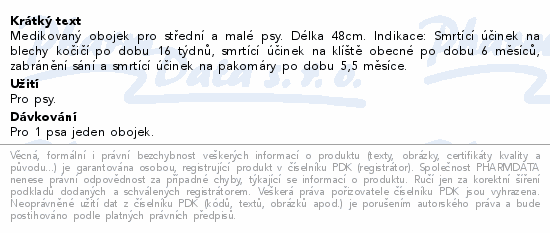 beaphar Canishield 0.77g obojek stř.+malé psy 48cm