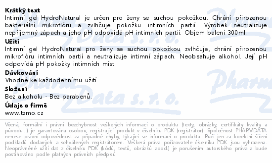 Bella HydroNatural intimní gel 300ml