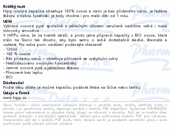 HiPP Smoothie jablko-hruška-borůvky BIO 120ml