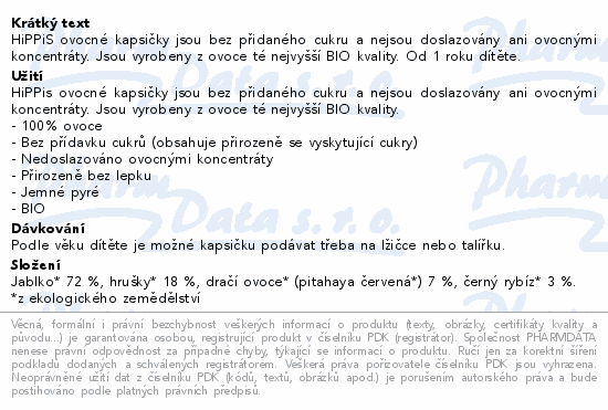 HiPP kapsička jab-hruš-dračí ov.-rybíz BIO 1r 100g