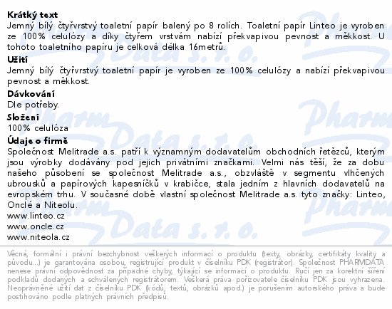 Linteo Toaletní papír 4vrstvý Bílý 8rolí