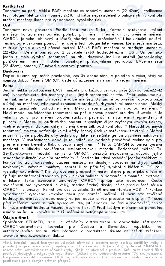 Tonometr digi.OMRON M3 easy pažní