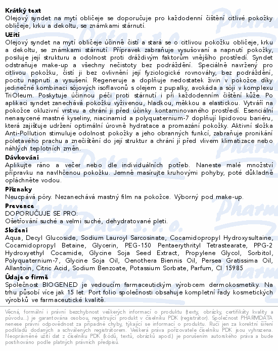 DERMEDIC Oilage Olejový syndet mytí obličeje 200ml