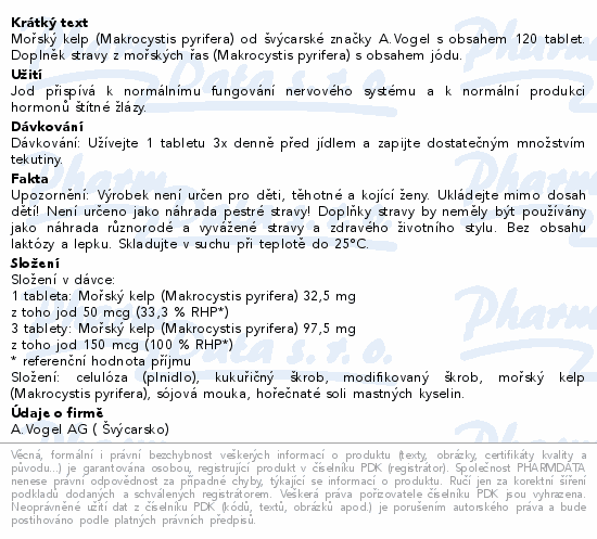 Mořský kelp tbl.120 Švýcarsko