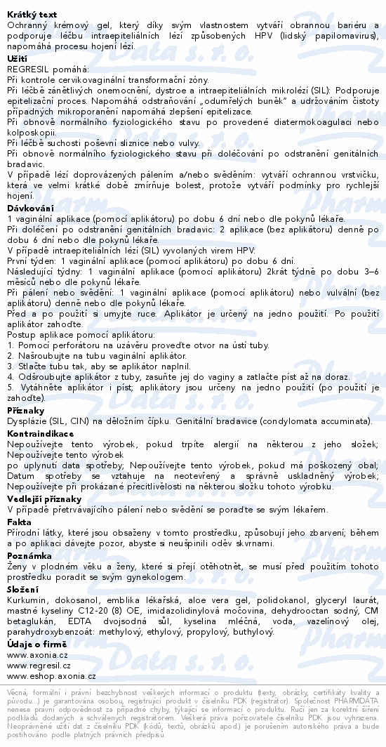 RegreSIL vaginální krémový gel 30ml+6 aplikátorů
