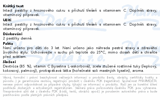 Intact hroznový cukr s vitaminem C Třešeň 40g