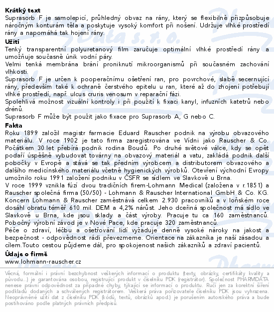 Krytí Suprasorb F fóliové transpar.5x7cm 10ks